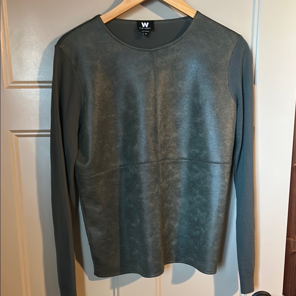 W by Worth vegan leather/wool top
